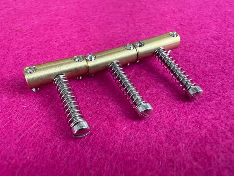 GVT® 1950–1953 Telecaster® Blackguard ®️Saddles – Soft Brass, Short with Slotted Intonation Screws image 1