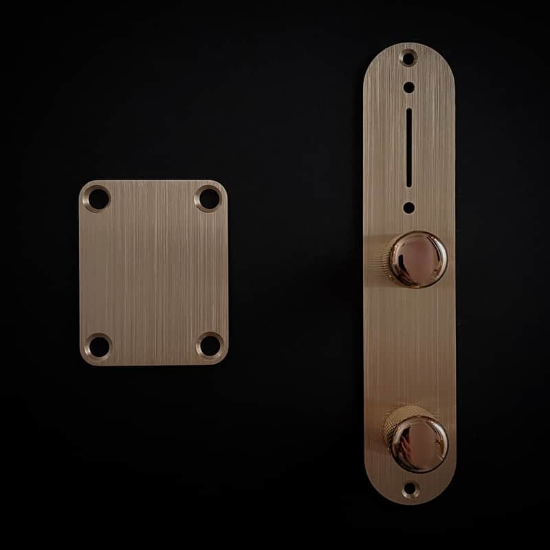 Made-to-Order - Brushed Gold - Control Plate, Neck Plate and Knobs for Telecaster - Hand-finished image 1