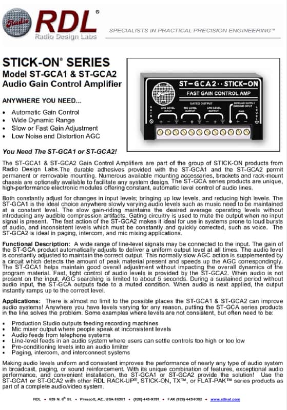 RDL ST-GCA1 Automatic Gain Control Audio Amplifier module NOS image 1