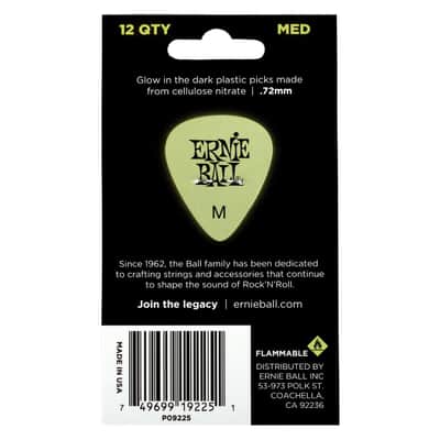 Ernie Ball Cellulose Guitar Picks - Medium Super Glow - 12 Pack image 3