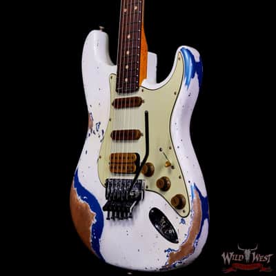 Fender Custom Shop Wild West White Lightning Stratocaster HSS Floyd Rose Rosewood Fingerboard 22 Frets Heavy Relic Lake Placid Blue 7.70 LBS image 2