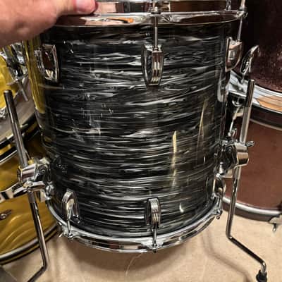 Ludwig Black oyster pearl 14 x 14 classic maple floor Tom Drum image 3