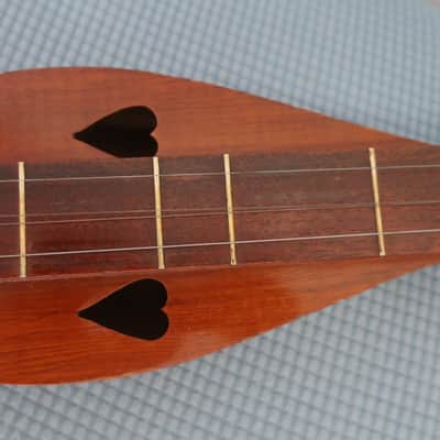 Vintage 1970s The Dulcimer Factory DF STAMP Birch Mahogany 4-String Heart Motif Mountain Dulcimer Walnut Heart Sound Hole K image 3
