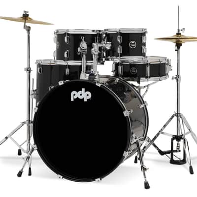PDP Center Stage 5-Piece Drum Kit with Hardware Cymbals and Throne - Iron Black (PDCE2215KTIB) image 3