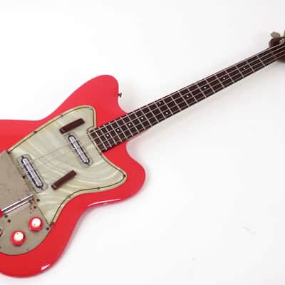 1968 Danelectro Coral Deluxe Bass - Brilliant Red - Rare 34" Scale Bass - Lipstick Pickups -Original Case image 3
