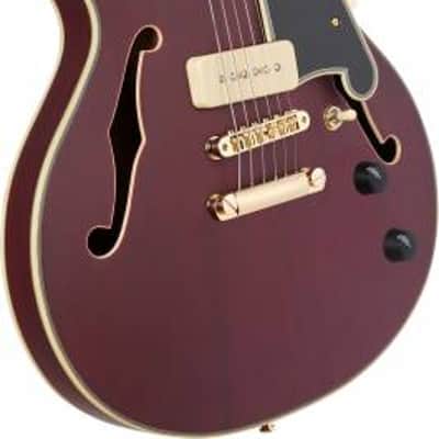 D'Angelico Deluxe Dc Mini Double Cutaway w/ stop-bar tailpiece Satin Trans Wine image 8