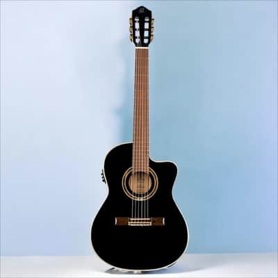 Immagine Ortega Guitars RCE138-T4BK Feel Series Slim Neck Acoustic-Electric Guitar TL Nylon w/ Bag, Black - 4