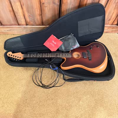 Fender American Acoustasonic Jazzmaster All-Mahogany 2022 - Present - Bourbon Burst image 2