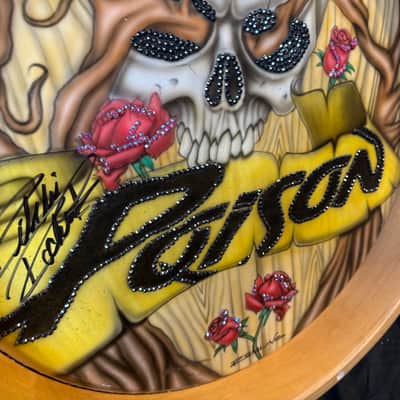 Rikki Rockett's Poison, Rockett Drum Works, Steam Bent Hickory "The Rose" Drum Kit, 22",16", 14", 12", 10",  Plus Woofer, Swarovski Crystals, Signed! STUNNING image 6