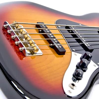 Vintage VJ75 ReIssued Maple Fingerboard Bass Guitar ~ 5-String ~ Sunburst image 5