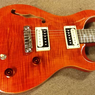 PRS SE Custom 22 Semi-Hollow Electric Guitar, Chambered, Flamed Orange, Dlx Gig Bag image 1