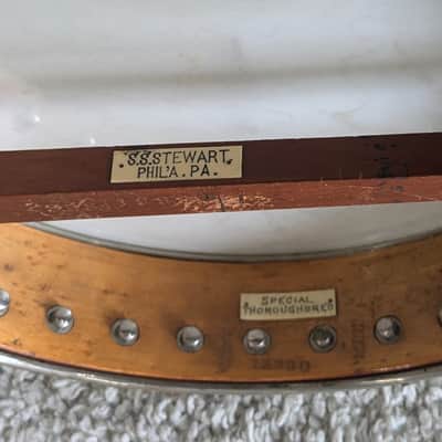 1899 S.S. Stewart Special Thoroughbred 5 string Open Back Banjo with hard case image 11