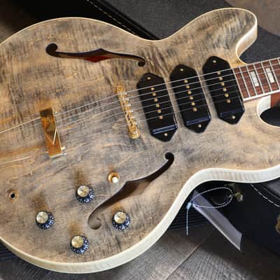 Unplayed! 2023 Gibson Custom Shop 1964 Reissue ES-335 M2M 3x P90 Semi-Hollow Electric Guitar Trans Ebony Black + COA OHSC image 2