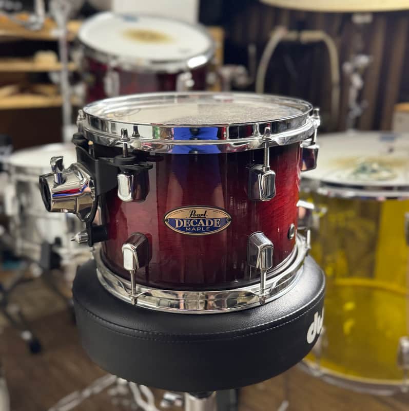 Pearl Decade Maple 10” x 7” Rack Tom - Deep Red Burst Lacquer Finish image 1