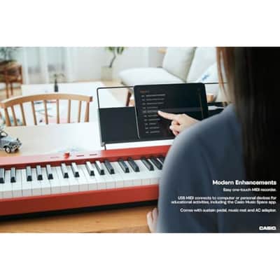 Casio CDP-S160 Portable Digital Piano with 88-Key Weighted Action, Sheet Music Stand, Power Supply, USB-MIDI and 10 tones, red (CDP-S160RD) image 2