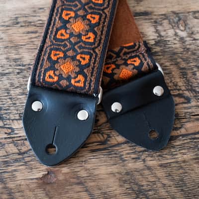 Vintage Brown & Orange 60s/70s Hippie Guitar Strap / Handmade in the UK / Case Candy image 5