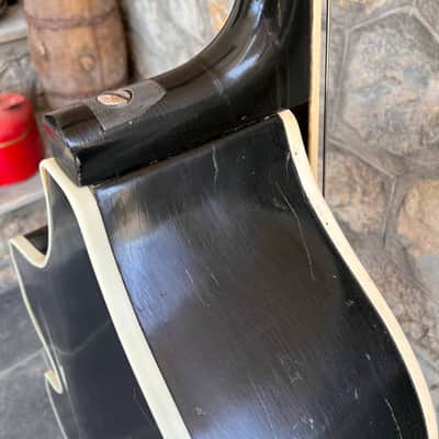 Ultra-Rare 1960 Wandré Naika Double Bass – Made in Italy – Black w/ Carved Lion Headstock & Aluminum Hardware with Hard Case image 14