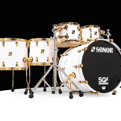 Sonor SQ2 5pc Beech Shell  Pack  - Solid White Lacquer w/Gold Hardware image 1
