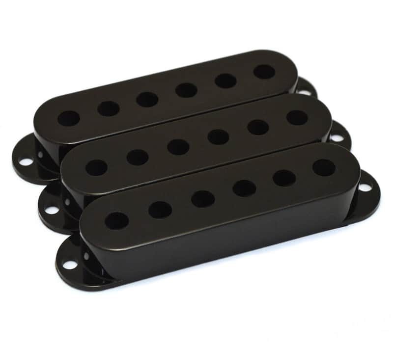 099-1364-000 (3) Genuine Fender Black Stratocaster/Strat Pickup Covers image 1