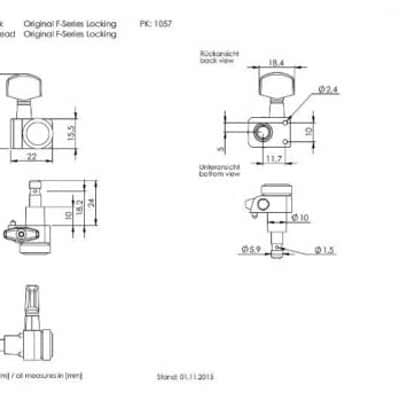 Schaller Germany F-Series 6-InLine 2-Pin Locking Tuners for Strat/Tele - NICKEL image 4