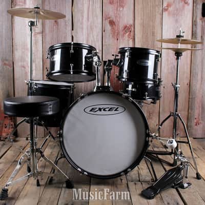 Excel EC165 Junior 5 Piece Drum Kit with Hardware and Cymbals Cosmic Black Sparkle image 10