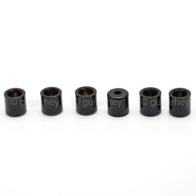 NEW (6) String Bushings Flush Fit Smooth Guitar Body Ferrules 3/8" (9.5mm) Tele - Black