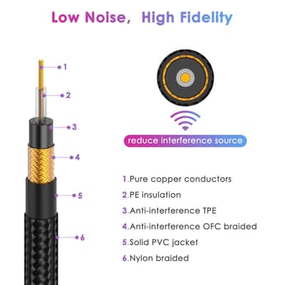 10FT 2 Pack Instrument Cable - Electric Guitar & Bass Guitar Cable with Right Angle 1/4 Inch Connector, Black image 3