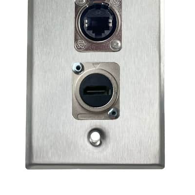 Stainless PROCRAFT SPL-2X-ST-VAR 1 Gang Stainless Pro Audio Installation Wall Plate Loaded, Made in the USA-RJ45 (CAT 5) Feed-Thru / HDMI Feed-Thru image 1