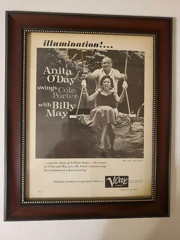 1959 Verve Records Promotional Ad Framed Anita O'Day Cole Porter Original image 1