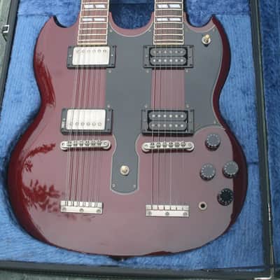 Burny  Jimmy Page Red RSG-140 Double Neck Guitar CIRCA 1992 Cherry Red image 2