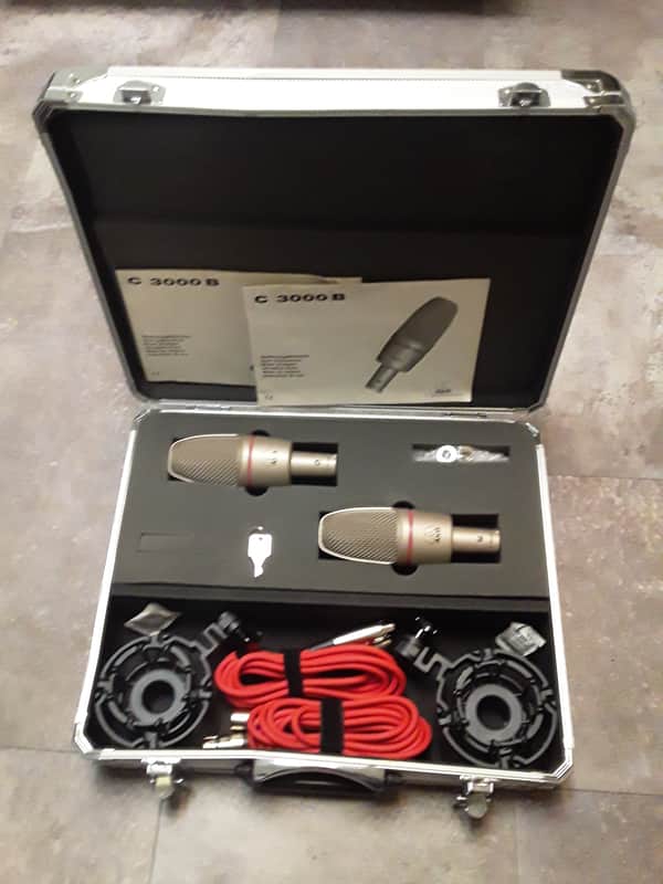 Pair of Akg Studio Condenser Mic's + Shockmounts, Cables & Locking Case (*Great for Drum Overheads*) image 1