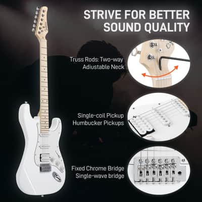 Glarry White GST Electric Guitar HSS Pickups w/20W Amplifier image 6