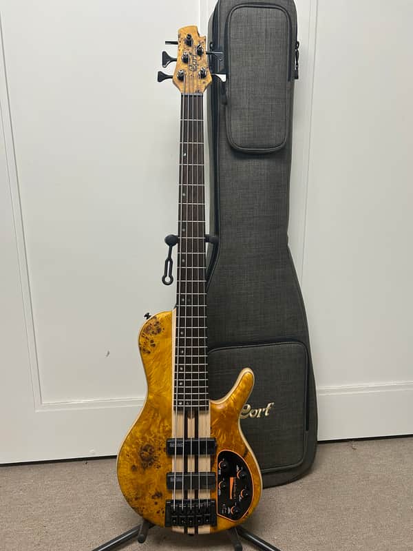 Cort Artisan Series A5 Plus SC 5 String Bass Guitar - Amber Open Pore image 1