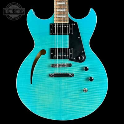 Used Reverend Manta Ray HB Turquoise Flame w/Gator Transit Bag TSU24812 image 1