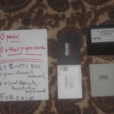 very lightly handled / mostly very clean MXR EMPTY BOX for M116 Fullbore Metal Distortion (NO pedal) + original Instructions & original Warranty / Registration (2010s-2020s) BOX: black cardboard with silver color MRX logo / LABELS: gray & black image 2