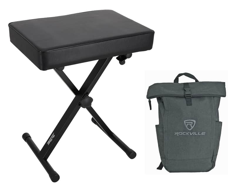On-Stage KT7800 Three-Position Adjustable X-Style Keyboard Bench+Laptop Backpack image 1