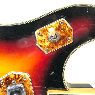 Royal Artist funky old vintage hollowbody bass guitar moserite influenced japanese bizarre Bruno 1960s Sunburst image 3