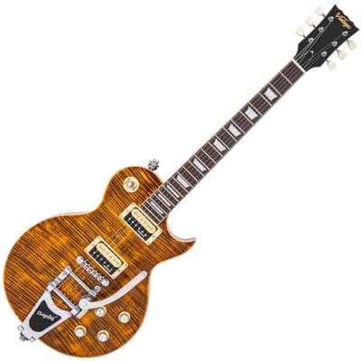 Vintage V100AMB ReIssued w/Bigsby Flamed Amber image 3