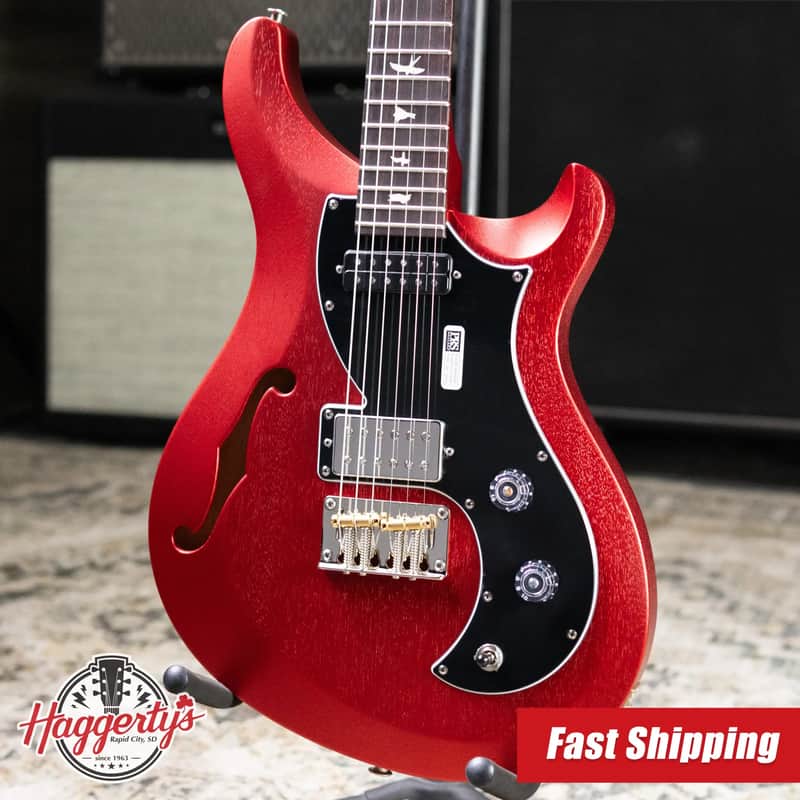 PRS S2 Vela Semi-Hollow Satin Electric Guitar - Red Apple Metallic with Gig Bag image 1