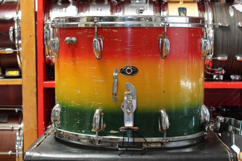 1960's Slingerland 12"x16" Marching Snare Drum in Red/Yellow/Green Duco image 1