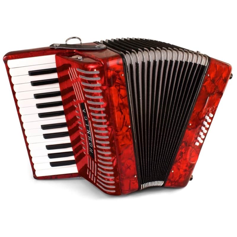 Hohner 1303-RED Piano 12 Bass Accordion, Pearl Red, Open Box (Like New) image 1