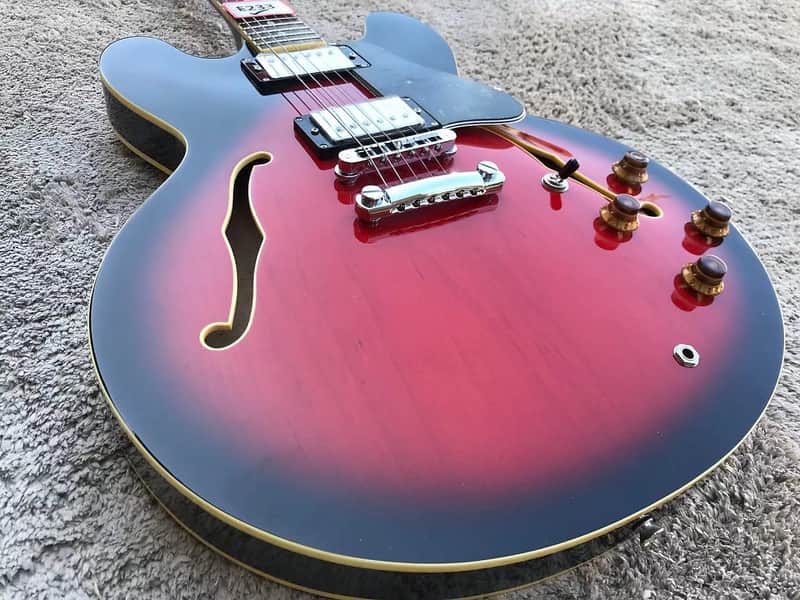Handmade Custom Jazz Guitar, Rosewood Fingerboard, Maple Neck Red Burst image 1