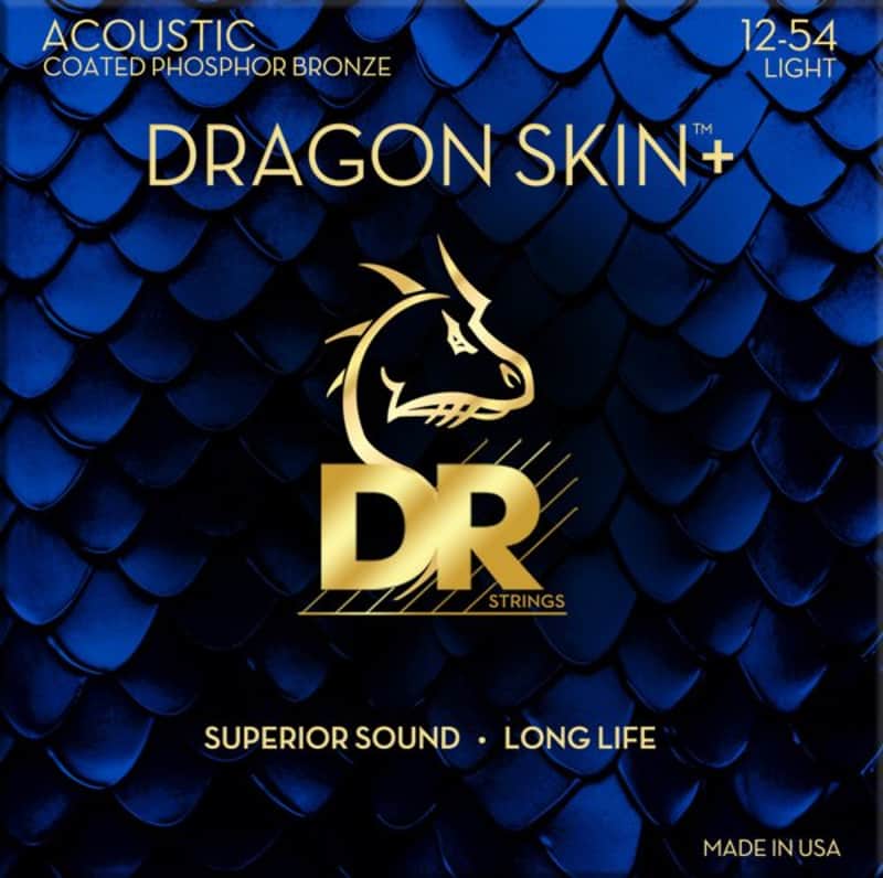 DR - DRAGON SKIN+ Coated Phosphor Bronze Acoustic Guitar Strings, Light (12-54) image 1