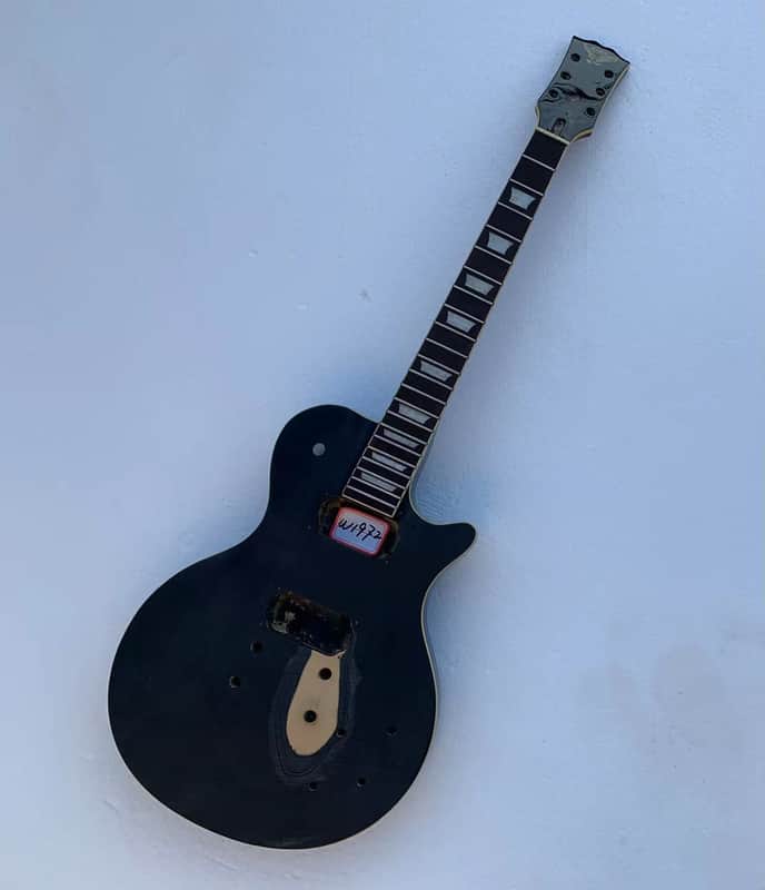 Black Les Paul LP Style Guitar Body with Maple Neck and Rosewood Fingerboard image 1