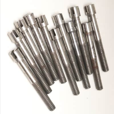 Set of 10 Nickel Plated Slotted Head Tension (Tuning) Rods, Rare, w/Washers  / Circa 1920s - 1930s image 2