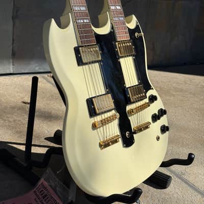 Used 1997 Gibson EDS-1275 Double Neck Guitar White with Case image 5