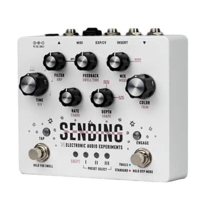 New Electronic Audio Experiments Sending V2 Delay Guitar Effects Pedal White image 2