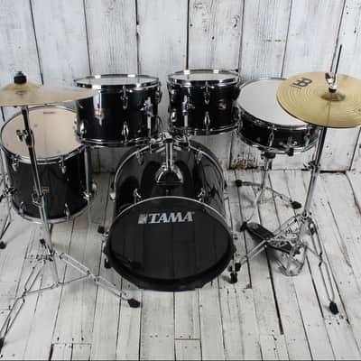Tama Imperialstar IE58C 5 Piece Drum Set w Snare & Meinl Cymbals Hairline Black image 1