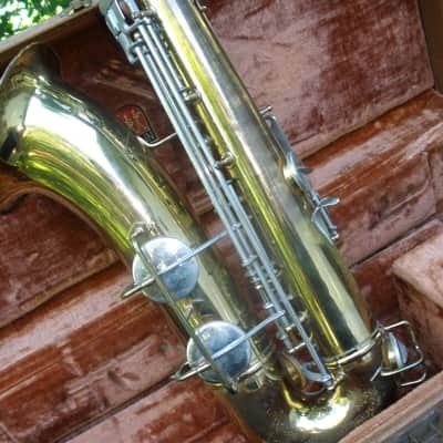 1957 Conn Director Tenor Saxophone shooting stars  Brass-Lacquered image 5