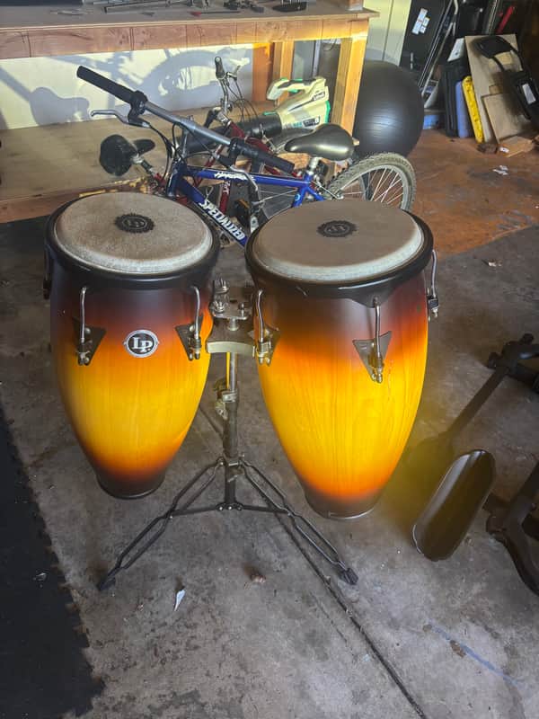 Latin Percussion LP646NY-VSB City Series 10/11" Conga Set with Stand, Black Hardware 2010s - Vintage Sunburst image 1